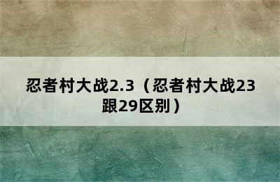 忍者村大战2.3（忍者村大战23跟29区别）