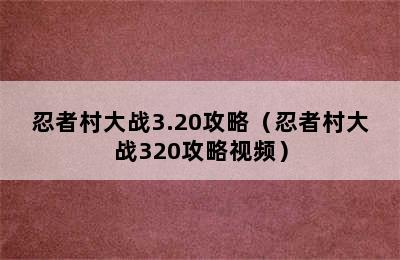 忍者村大战3.20攻略（忍者村大战320攻略视频）