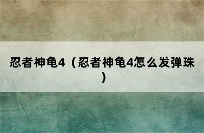 忍者神龟4（忍者神龟4怎么发弹珠）