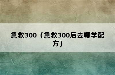 急救300（急救300后去哪学配方）