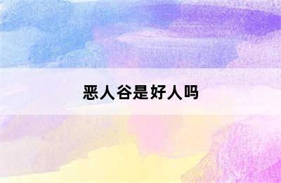 恶人谷是好人吗