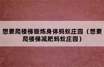 想要爬楼梯锻炼身体蚂蚁庄园（想要爬楼梯减肥蚂蚁庄园）