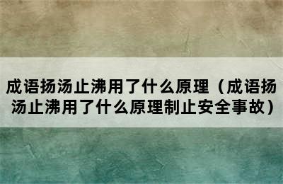 成语扬汤止沸用了什么原理（成语扬汤止沸用了什么原理制止安全事故）