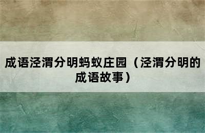 成语泾渭分明蚂蚁庄园（泾渭分明的成语故事）