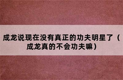 成龙说现在没有真正的功夫明星了（成龙真的不会功夫嘛）