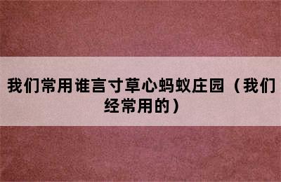 我们常用谁言寸草心蚂蚁庄园（我们经常用的）