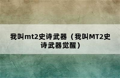 我叫mt2史诗武器（我叫MT2史诗武器觉醒）