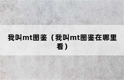 我叫mt图鉴（我叫mt图鉴在哪里看）