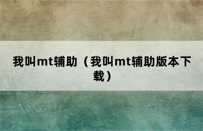 我叫mt辅助（我叫mt辅助版本下载）