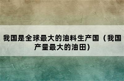 我国是全球最大的油料生产国（我国产量最大的油田）