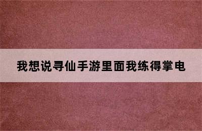 我想说寻仙手游里面我练得掌电