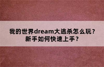 我的世界dream大逃杀怎么玩？新手如何快速上手？