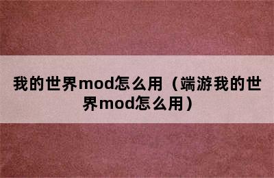 我的世界mod怎么用（端游我的世界mod怎么用）