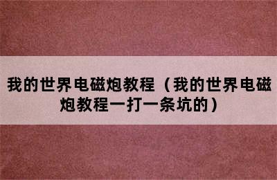 我的世界电磁炮教程（我的世界电磁炮教程一打一条坑的）