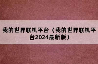 我的世界联机平台（我的世界联机平台2024最新版）