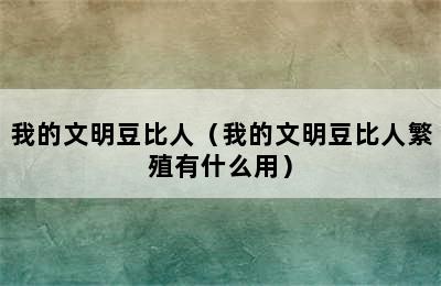 我的文明豆比人（我的文明豆比人繁殖有什么用）