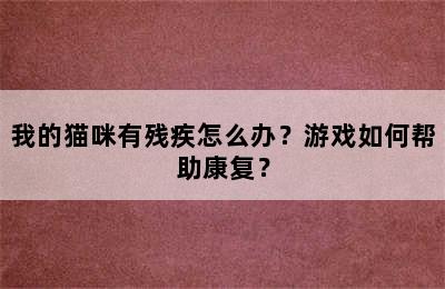 我的猫咪有残疾怎么办？游戏如何帮助康复？