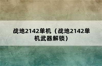 战地2142单机（战地2142单机武器解锁）