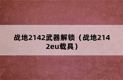 战地2142武器解锁（战地2142eu载具）