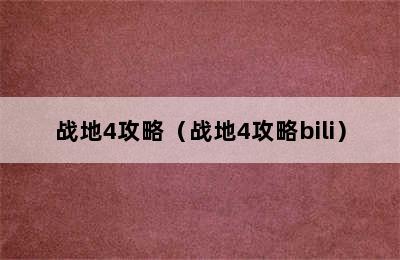 战地4攻略（战地4攻略bili）