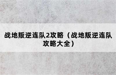 战地叛逆连队2攻略（战地叛逆连队攻略大全）