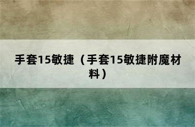 手套15敏捷（手套15敏捷附魔材料）