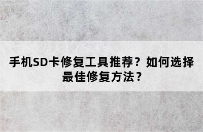 手机SD卡修复工具推荐？如何选择最佳修复方法？