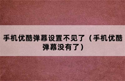 手机优酷弹幕设置不见了（手机优酷弹幕没有了）