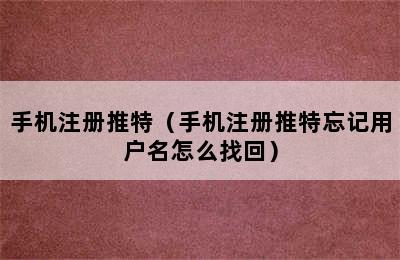 手机注册推特（手机注册推特忘记用户名怎么找回）