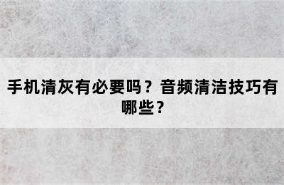 手机清灰有必要吗？音频清洁技巧有哪些？