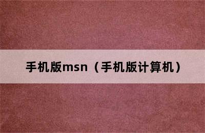 手机版msn（手机版计算机）