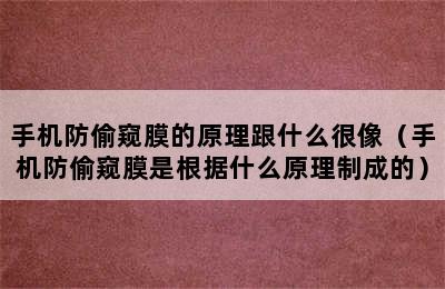 手机防偷窥膜的原理跟什么很像（手机防偷窥膜是根据什么原理制成的）