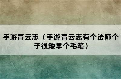 手游青云志（手游青云志有个法师个子很矮拿个毛笔）