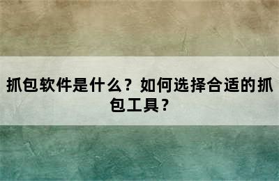 抓包软件是什么？如何选择合适的抓包工具？