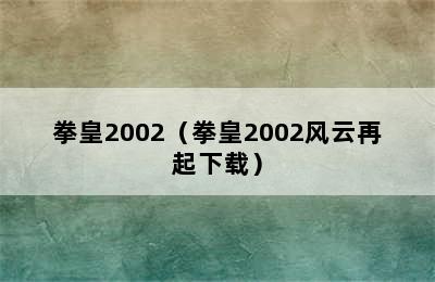 拳皇2002（拳皇2002风云再起下载）