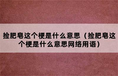 捡肥皂这个梗是什么意思（捡肥皂这个梗是什么意思网络用语）