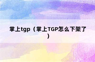 掌上tgp（掌上TGP怎么下架了）