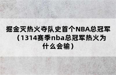 掘金灭热火夺队史首个NBA总冠军（1314赛季nba总冠军热火为什么会输）