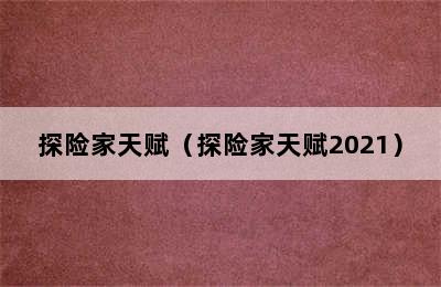 探险家天赋（探险家天赋2021）