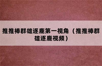 推推棒群雄逐鹿第一视角（推推棒群雄逐鹿视频）