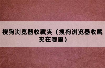 搜狗浏览器收藏夹（搜狗浏览器收藏夹在哪里）