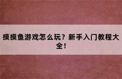 摸摸鱼游戏怎么玩？新手入门教程大全！