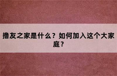 撸友之家是什么？如何加入这个大家庭？