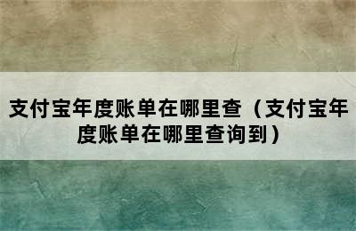 支付宝年度账单在哪里查（支付宝年度账单在哪里查询到）