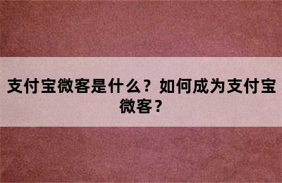 支付宝微客是什么？如何成为支付宝微客？