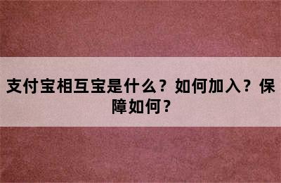 支付宝相互宝是什么？如何加入？保障如何？