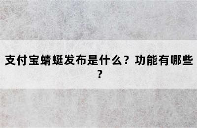 支付宝蜻蜓发布是什么？功能有哪些？