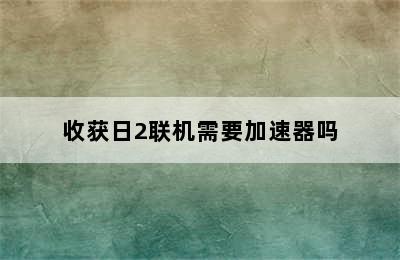 收获日2联机需要加速器吗