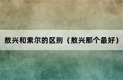 敖兴和索尔的区别（敖兴那个最好）