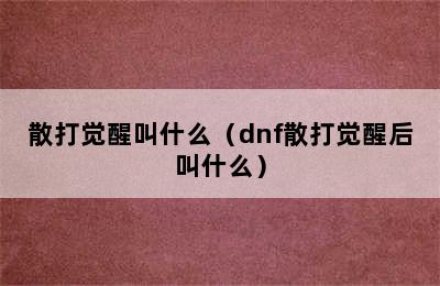 散打觉醒叫什么（dnf散打觉醒后叫什么）